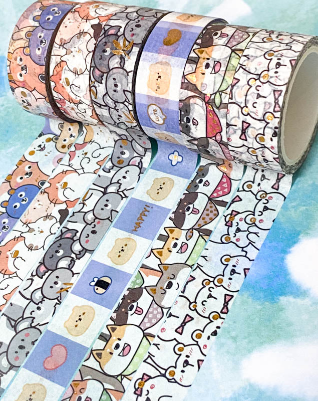 KAWAII ANIMALS Gold Foil Washi Tape 5m long 15mm wide