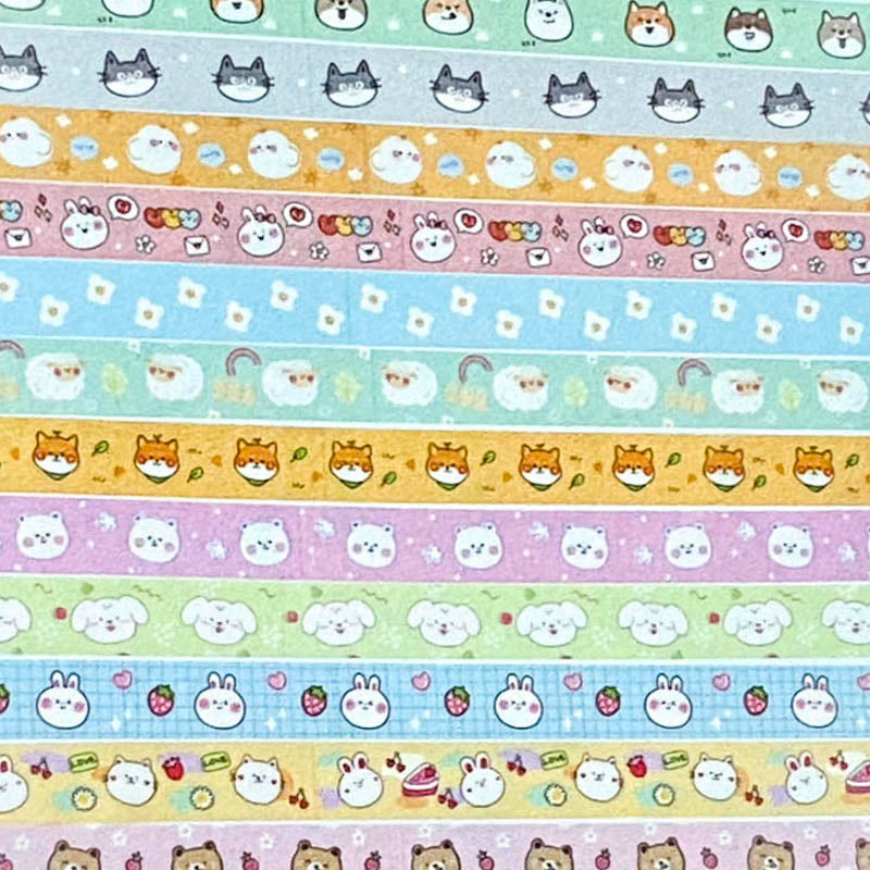 narrow slim skinny washi tape tapes washis uk cute kawaii stationery animal animals pink blue green orange grey cat cats dog dogs bear bears bunny bunnies rabbit flower flowers sheep chick easter chicken chicks