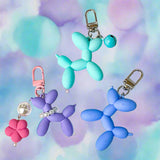 balloon dog dogs puppy plastic acrylic keyring key ring chain clip bag charm charms cute kawaii gift gifts uk bell jingle flower pearl pearly pearls mint green blue pastel lilac present