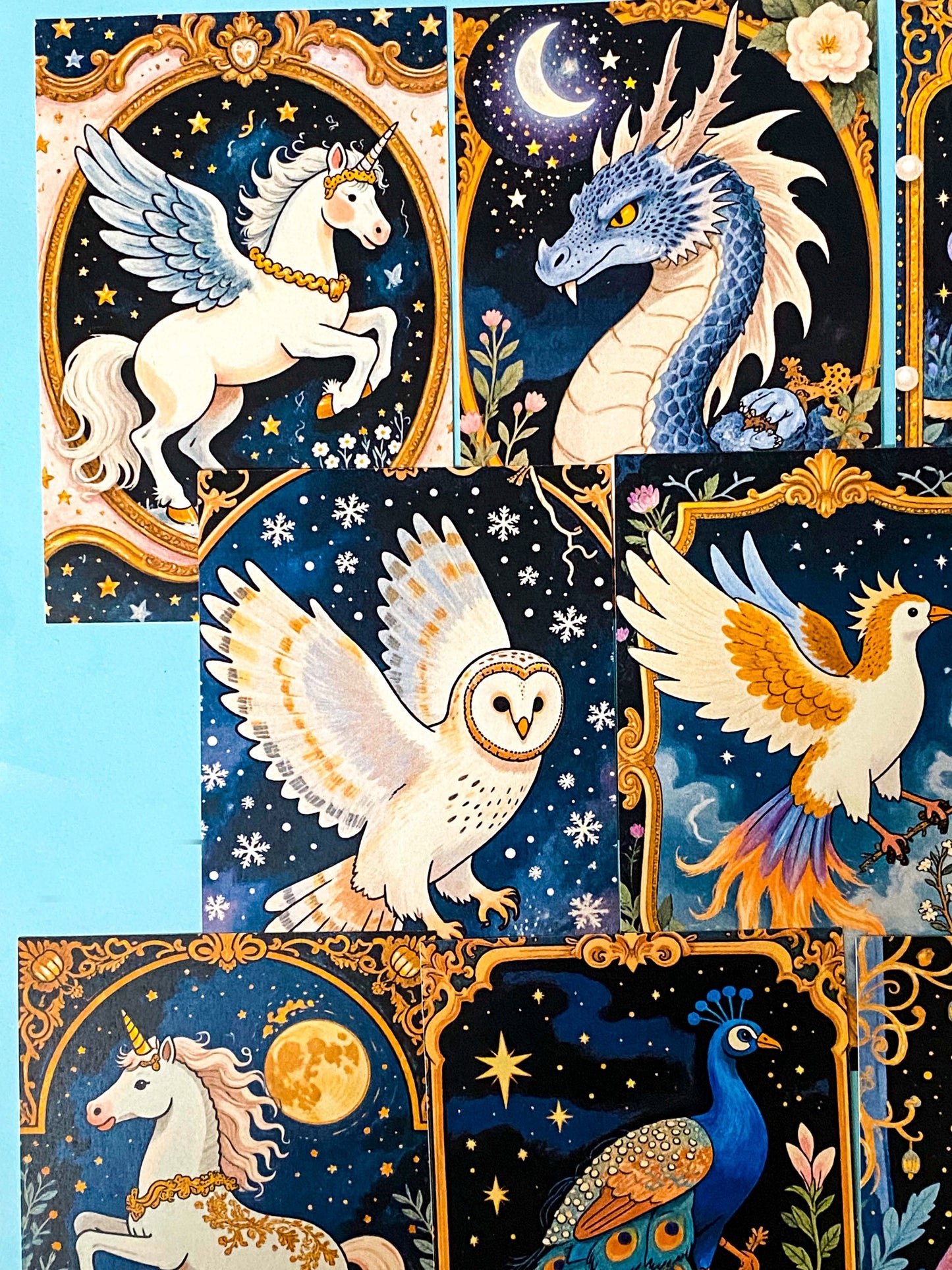 MIDNIGHT STORYBOOK Illustrated ART CARD COLLECTION- Mythical or Woodland (8 Cards)
