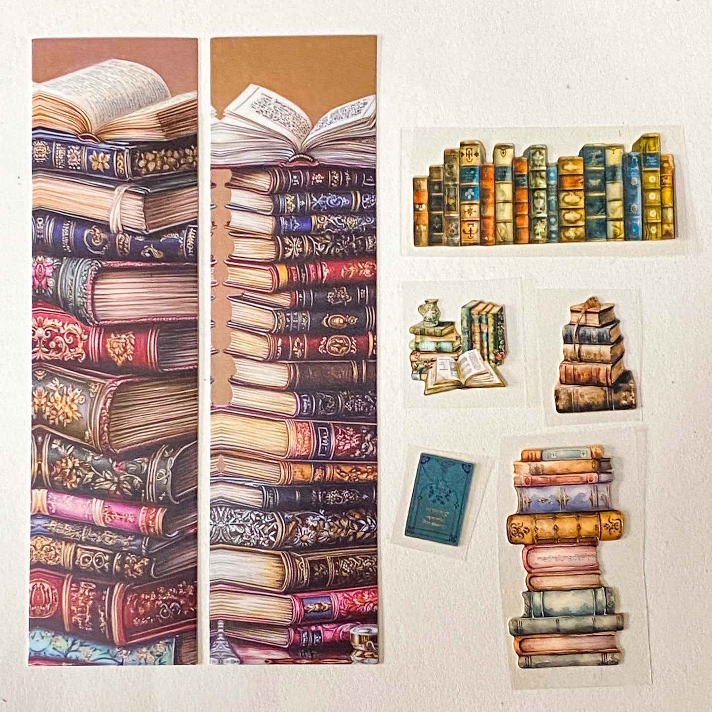 vintage book lover stationery set with bookmarks and book themed stickers 