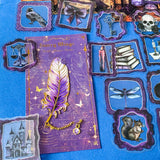 Magical Curiosity Letterbox Gift Set- Gothic Botanical Stickers, Postcards & Feather Bookmark