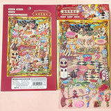 alice in wonderland sticker scene set with background card sheet and clear decorative stickers including teacup, playing cards and fantasy objects. activity creative set