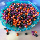 6mm wheel disc beads beads small little cute kawaii orange purple black halloween spooky colours mix 50 set uk craft supplies shop store iridescent faceted flattened circles colourful jewellery supplies acrylic bead beads 6mm