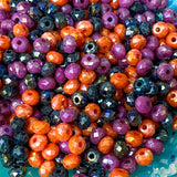 6mm wheel disc beads beads small little cute kawaii orange purple black halloween spooky colours mix 50 set uk craft supplies shop store iridescent faceted flattened circles colourful jewellery supplies acrylic bead beads 6mm