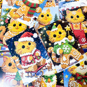christmas cat cats gingerbread men man cookie fun quirky card cards postcard postcards uk cute kawaii stationery festive  kitty kittens colourful pack of 3 planner addict gift gifts shop store