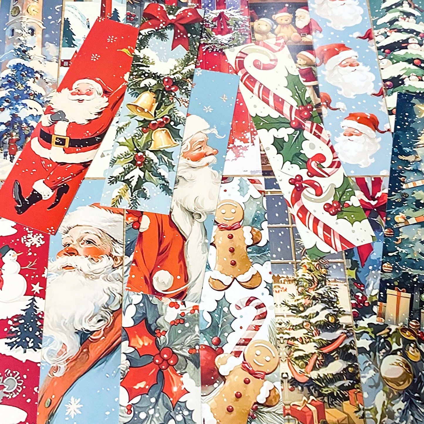 vintage retro christmas  set of 4 double sided card  book mark marks bookmark bookmarks cute kawaii stationery festive shop store uk victorian pretty gift gifts bargain