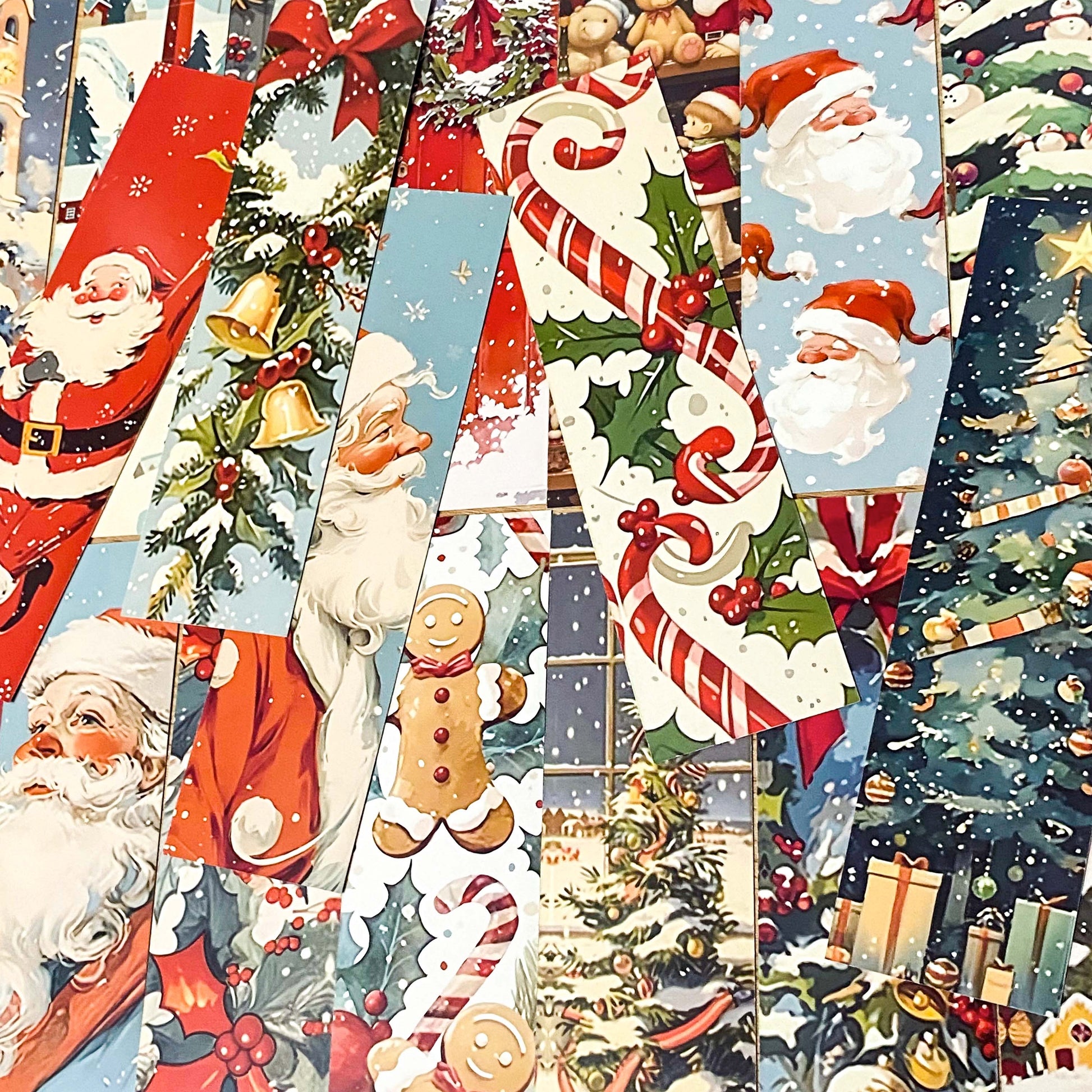 vintage retro christmas  set of 4 double sided card  book mark marks bookmark bookmarks cute kawaii stationery festive shop store uk victorian pretty gift gifts bargain