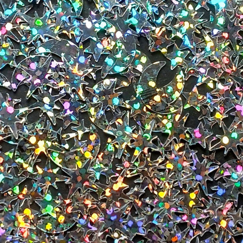 holo holographic sequin sequins mix bag stars moons moon star shiny rainbow colours sparkly uk cute kawaii craft supplies shop store bright bag