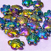 rainbow rainbowy colour colours glass chunky bead beads large big 18mm turtle turtles uk cute kawaii craft supplies shop store bead beads bright colourful foil foiled metallic metal look jewellery making 