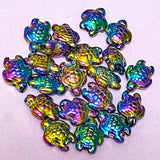 rainbow rainbowy colour colours glass chunky bead beads large big 18mm turtle turtles uk cute kawaii craft supplies shop store bead beads bright colourful foil foiled metallic metal look jewellery making 