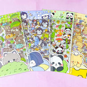 clear plastic sticker stickers sheet pvc sheet sheets pack packs 4 stationery gift gifts store supplies shop planner addict addicts penguin penguins panda pandas brown bear yellow bears raccoon raccoons cute kawaii 