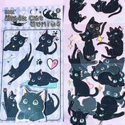 black cat cats kitty sticker stickers sheet sheets clear plastic pet stationery cute kawaii uk planner supplies shop store addict addicts pink ears blue eyes
