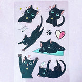 black cat cats kitty sticker stickers sheet sheets clear plastic pet stationery cute kawaii uk planner supplies shop store addict addicts pink ears blue eyes