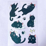 black cat cats kitty sticker stickers sheet sheets clear plastic pet stationery cute kawaii uk planner supplies shop store addict addicts pink ears blue eyes
