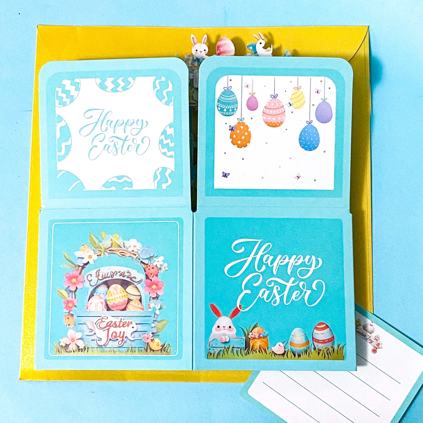 easter joy pop up 3d greeting card on a blue background