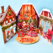 LUXURY 3D CHRISTMAS POP UP CARD- Santa By The Fireplace Winter HOUSE