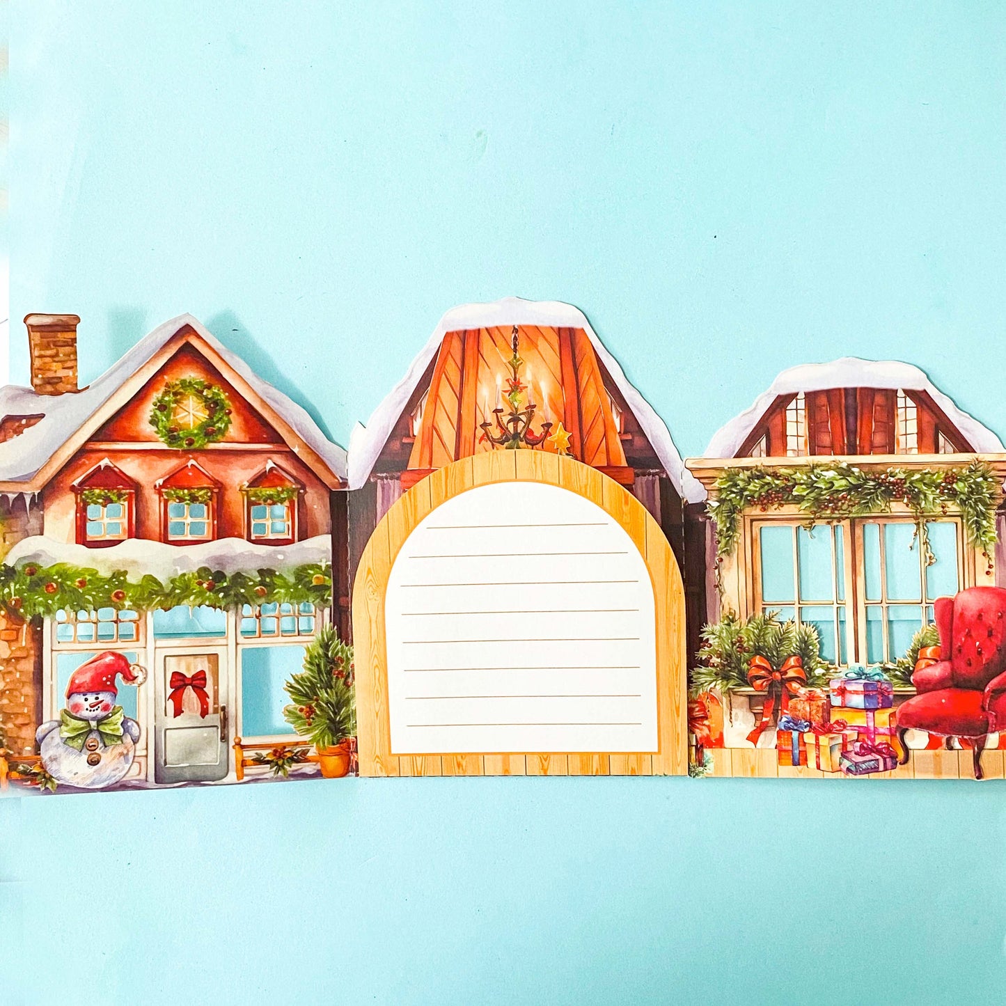 LUXURY 3D CHRISTMAS POP UP CARD- Santa By The Fireplace Winter HOUSE