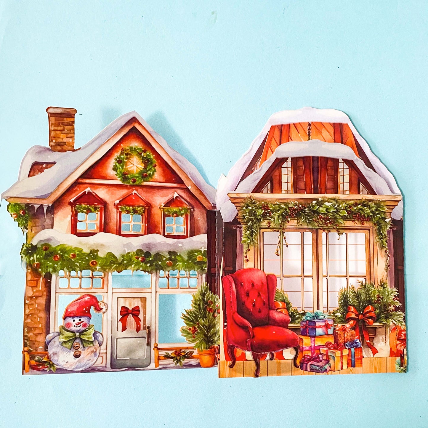 LUXURY 3D CHRISTMAS POP UP CARD- Santa By The Fireplace Winter HOUSE