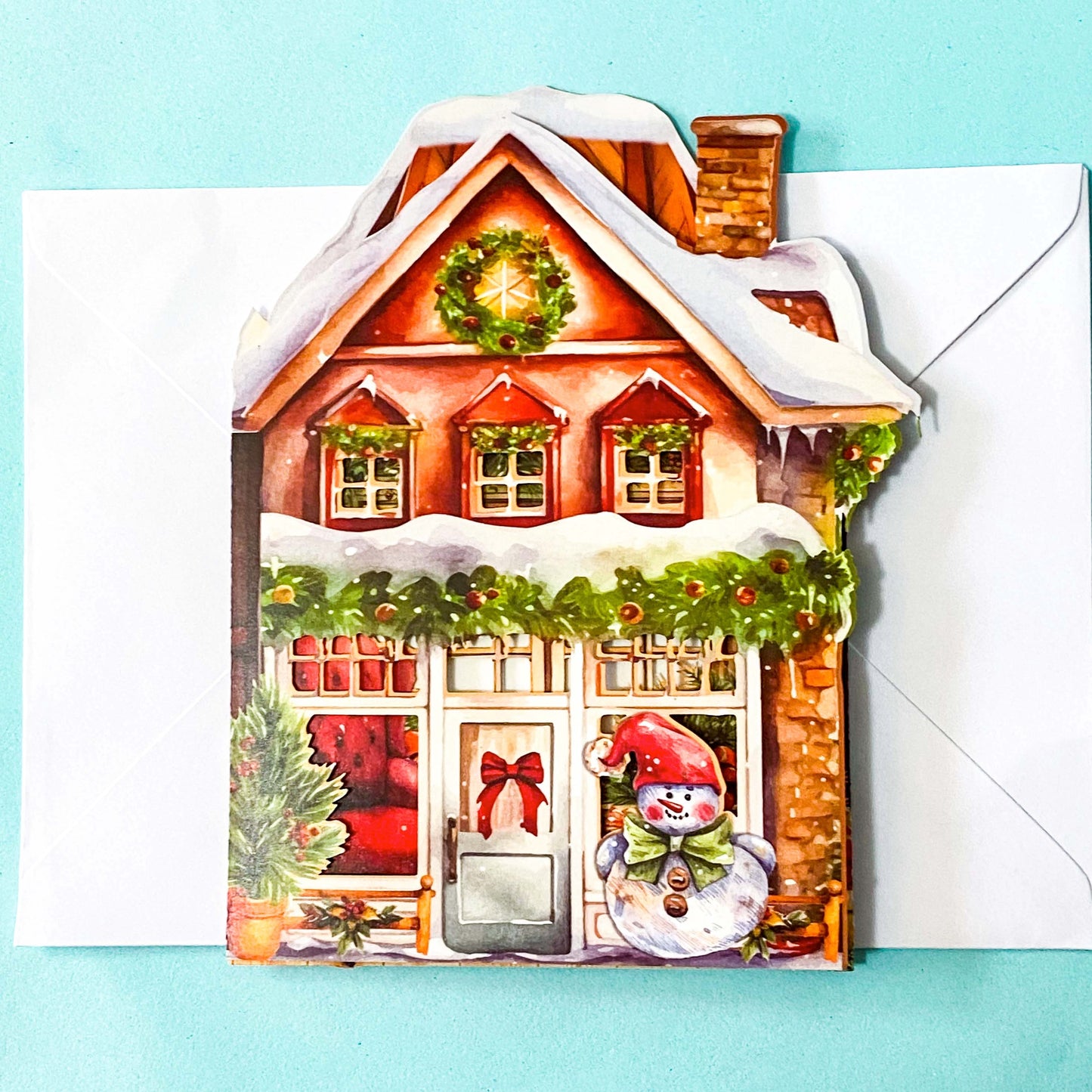 LUXURY 3D CHRISTMAS POP UP CARD- Santa By The Fireplace Winter HOUSE