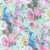 blue peacocks and pink floral tissue paper sheets