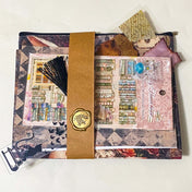 alice in wonderland through the looking glass themed canvas pouch gift set with scrapbook papers, stickers and mini potion bottle