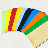 set of 10 colourful mini paper envelope pockets in mixed shades including black, red, blue, green, orange and cream