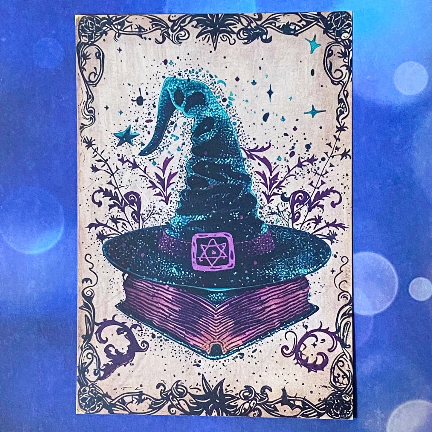 spooky witchcraft witch witches magic magical bold colours vintage sepia postcard postcards post card cards uk cute kawaii halloween stationery individual planner supplies addict purple magenta pink teal blue green black brown bright art artwork cat black cats broomstick haunted house occult spider's web webs cobweb potion potions hat hats book 