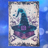 spooky witchcraft witch witches magic magical bold colours vintage sepia postcard postcards post card cards uk cute kawaii halloween stationery individual planner supplies addict purple magenta pink teal blue green black brown bright art artwork cat black cats broomstick haunted house occult spider's web webs cobweb potion potions hat hats book 