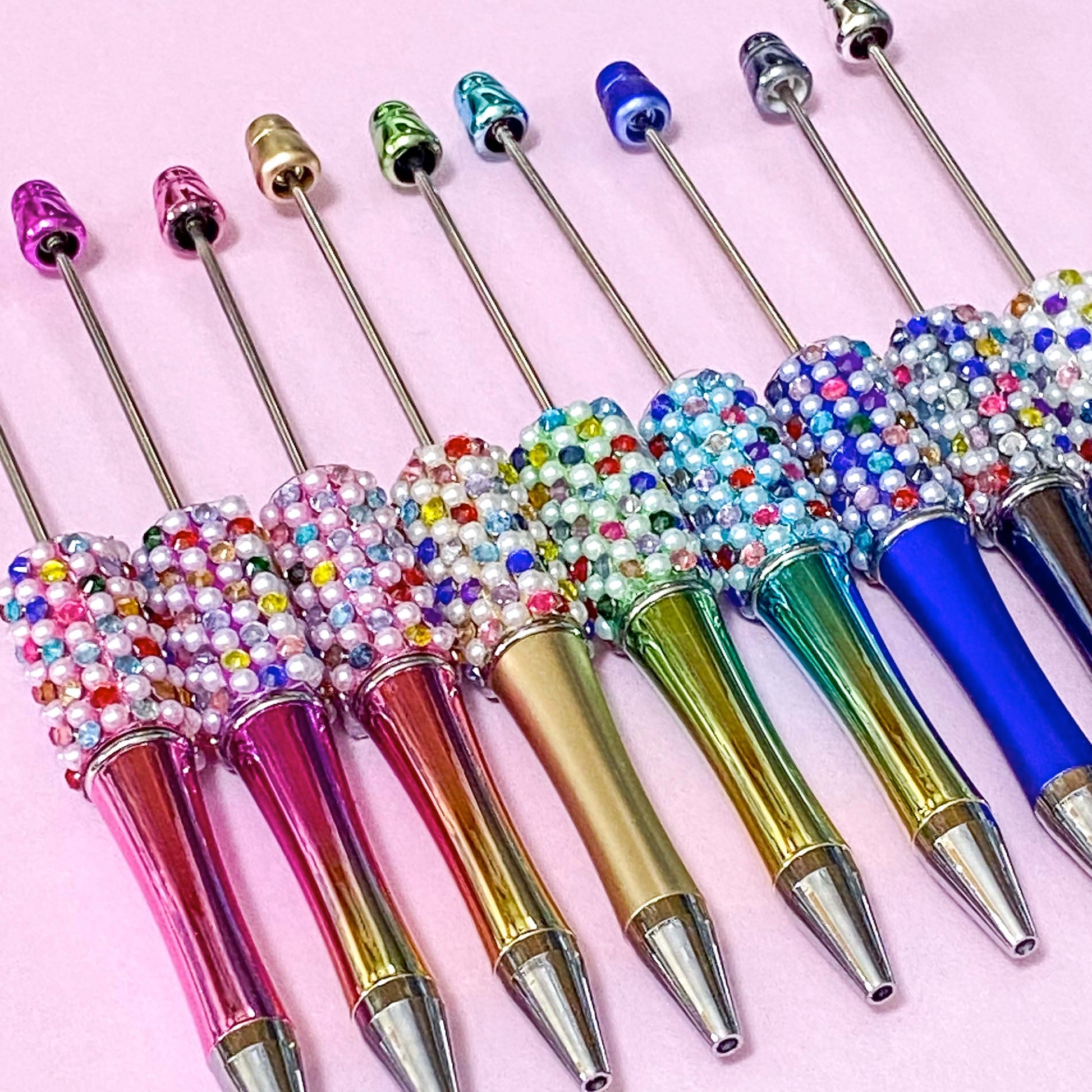 sparkly rhinestone pen base sparkly gem gems pearl pearly beaded pens blank metallic ombre pretty build your own back ballpoint uk cute kawaii gift gifts stationery shop store craft supplies 