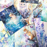 turquoise lilac fantasy postcard postcards bundle of 4 pretty woodland floral flowers tree trees cat cats fox foxes fairy girl squirrel squirrels bird birds foliage uk cute kawaii stationery planner addict shop store