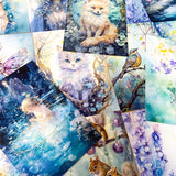 turquoise lilac fantasy postcard postcards bundle of 4 pretty woodland floral flowers tree trees cat cats fox foxes fairy girl squirrel squirrels bird birds foliage uk cute kawaii stationery planner addict shop store butterfly