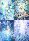 bundle of 4 pretty woodland floral flowers tree trees cat cats fox foxes fairy girl squirrel squirrels bird birds foliage uk cute kawaii stationery planner addict shop store butterfly deer