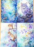 bundle of 4 pretty woodland floral flowers tree trees cat cats fox foxes fairy girl squirrel squirrels bird birds foliage uk cute kawaii stationery planner addict shop store butterfly deer