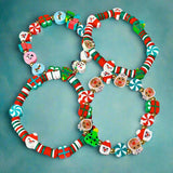 kids children child childs bracelet stretch fun cute kawaii christmas festive poly polymer clay handmade bead beads red green blue pink white uk gift gifts stocking fillers