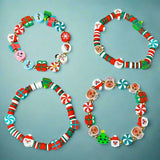 kids children child childs bracelet stretch fun cute kawaii christmas festive poly polymer clay handmade bead beads red green blue pink white uk gift gifts stocking fillers