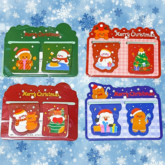 christmas bookmark duo set pair magnetic bookmarks book marks flexible festive gift gfits for book lovers bookworm uk cute kawaii stocking filler fillers bargain stationery present for kids her gingerbread men man santa reindeer rudolph snowman