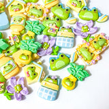 magical magic cute kawaii frog frogs flatback flat back fb fbs embellishment craft supplies green lilac purple blue yellow uk pretty embellishments bow making house bottle plant bed flower floral party flat backs