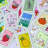 stamp stamps laptop satin finish sticker stickers big large jumbo chunky kawaii cute designs food drink cats cat dino dinosaur dinosaurs geese goose animal animals flower flowers landscape fruit fruits vegetables ice cream sweets cake uk stationery shop store set pack present gift