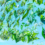 lily of the valley green and white flower stickers on a blue background