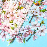 japanese sakura blossom stickers on a blue background