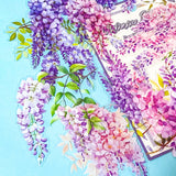 wisteria blooms large stickers pack on a blue background