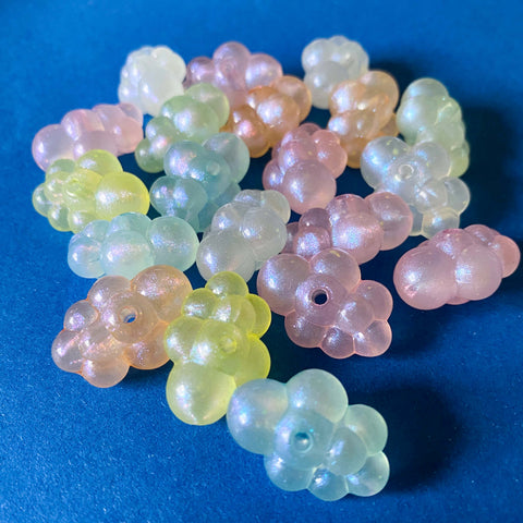 iridescent cloud acrylic beads, pastel mix colours 20mm bubble shaped craft beads uk