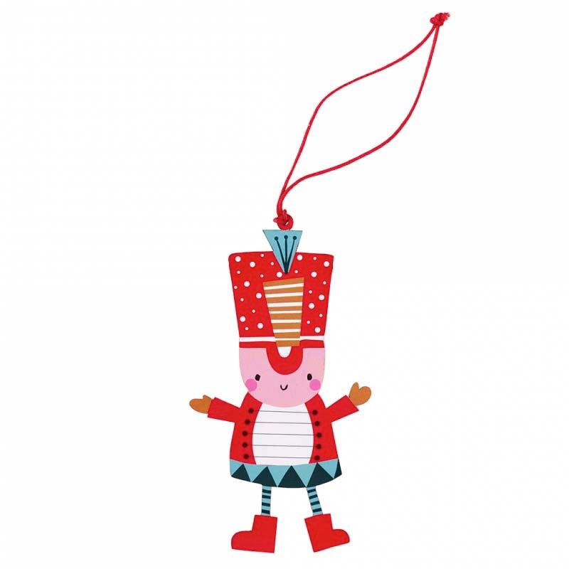 wooden wood tree decoration decs decorations uk cute kawaii retro style vintage feel hanging ornament ornaments rex london uk shop store gift gifts festive red white turquoise bauble baubles santa claus father christmas soldier nutcracker