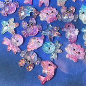 starfish octopus dolphin crab shell shells sea ocean theme glitter glittery resin flatback flat back fb fbs uk cute kawaii craft supplies shop store pink blue purple pretty