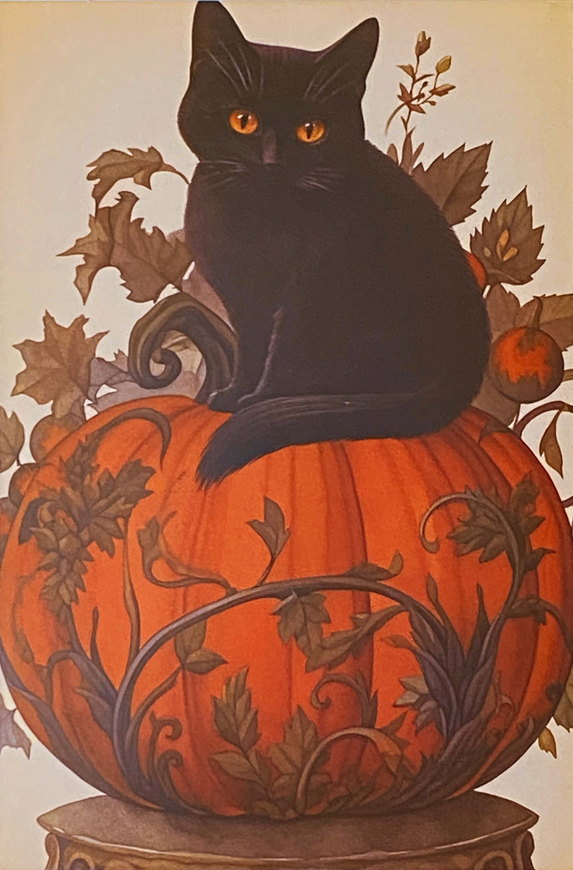 halloween spooky post card cards postcard postcards uk cute kawaii fun autumn witch withces black cat cats pumpkin pumpkins full moon magic magical occult witchcraft tree haunted house orange yellow vintage nostalgia retro vibes feel victorian young girl girls