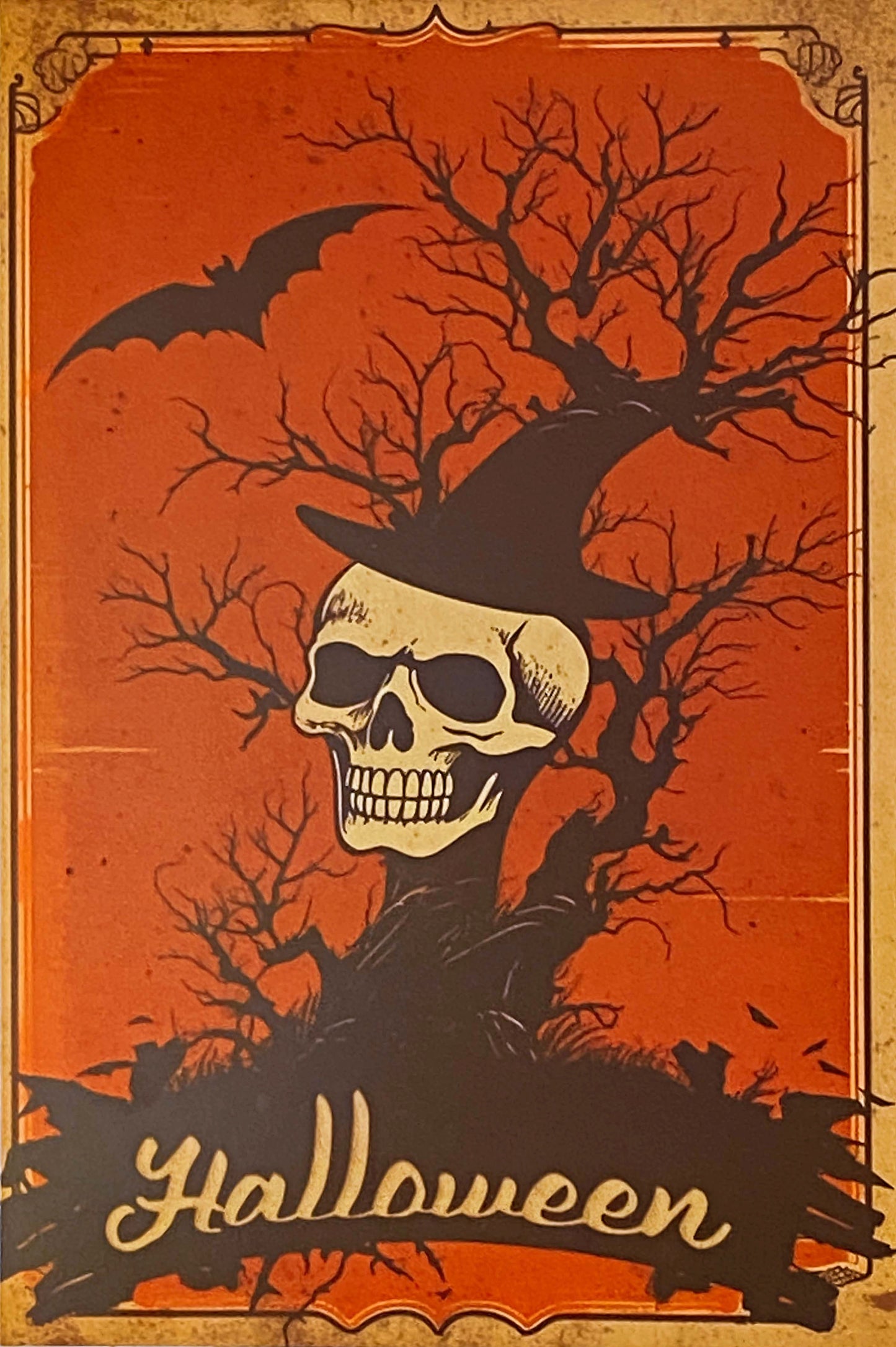 halloween spooky post card cards postcard postcards uk cute kawaii fun autumn witch withces black cat cats pumpkin pumpkins full moon magic magical occult witchcraft tree haunted house orange yellow vintage nostalgia retro vibes feel victorian young girl girls
