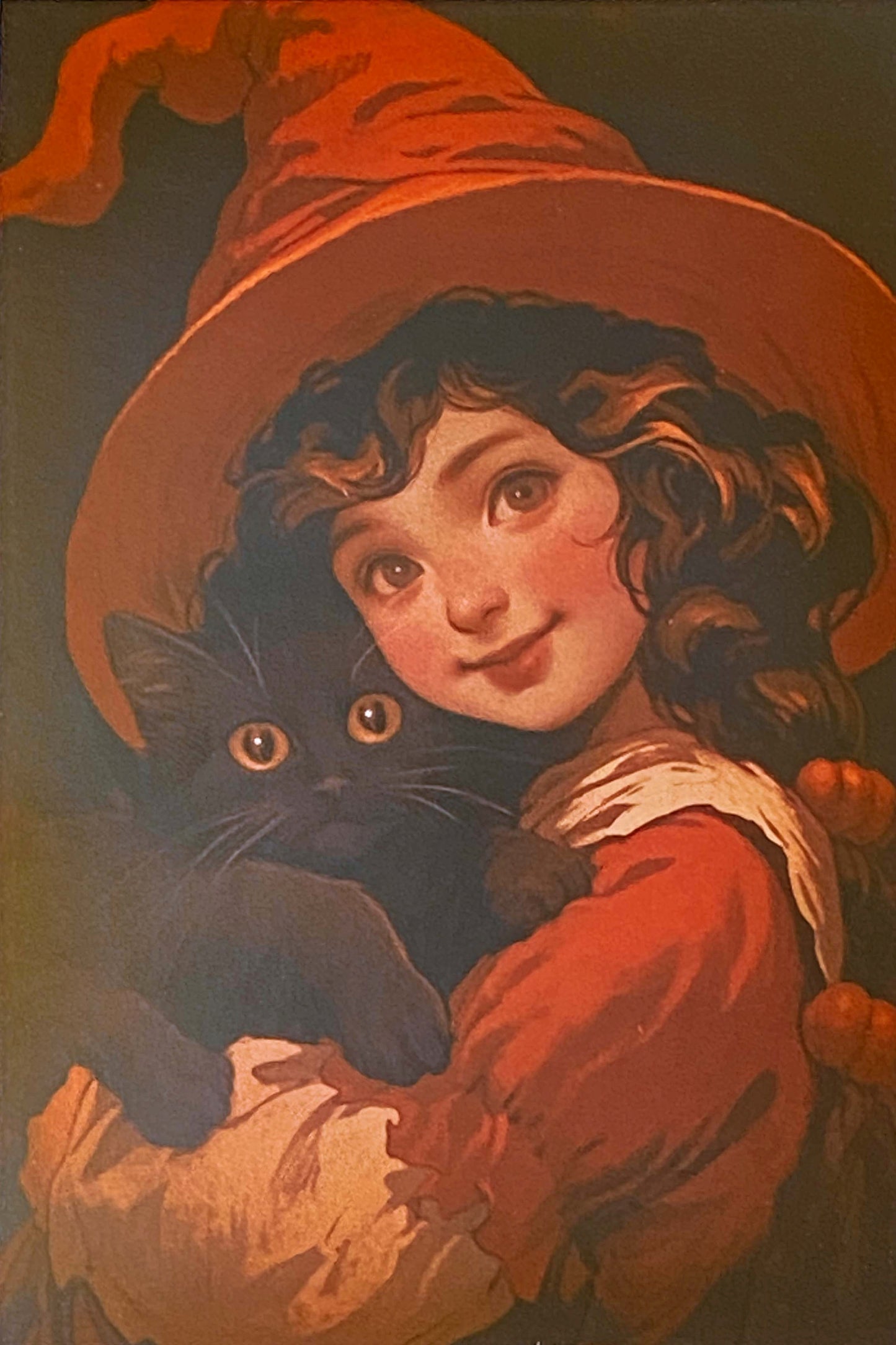halloween spooky post card cards postcard postcards uk cute kawaii fun autumn witch withces black cat cats pumpkin pumpkins full moon magic magical occult witchcraft tree haunted house orange yellow vintage nostalgia retro vibes feel victorian young girl girls