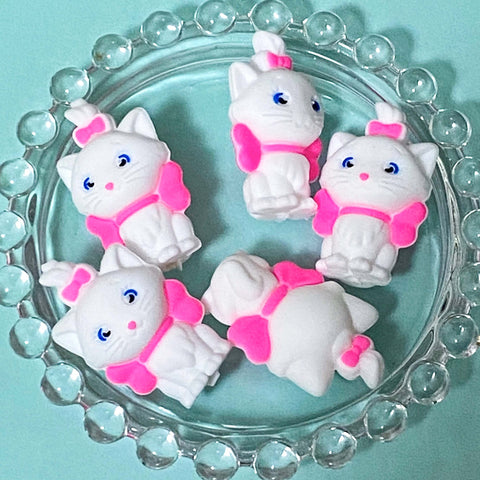 pink and bright hot pink white cat kitty cats jumbo silicone bead beads uk 36mm chunky large big make your own beaded pen pens jewellery supplies craft crafts shop store adorable Marie 