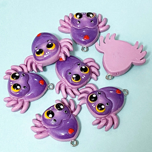 deep purple large chunky big jumbo resin charm charms pendant pendants spider spiders scary spooky uk cute kawaii craft supplies shop store 31mm 3cm 3cms funny jewellery making 